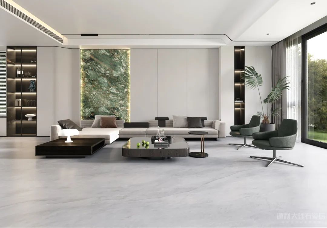 “发现连纹之美”系列之通利连纹大理石瓷砖在客厅空间的应用(图1)