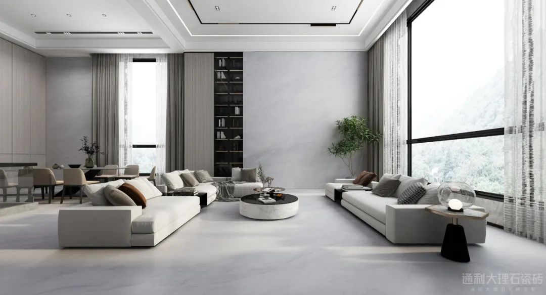 “发现连纹之美”系列之通利连纹大理石瓷砖在客厅空间的应用(图2)