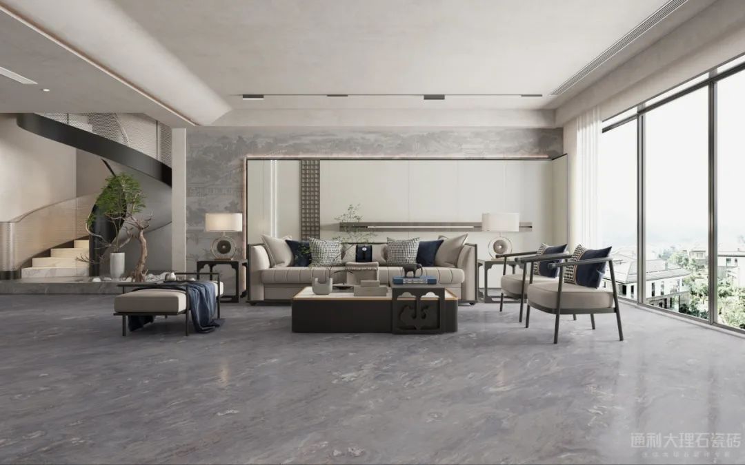 “发现连纹之美”系列之通利连纹大理石瓷砖在客厅空间的应用(图8)